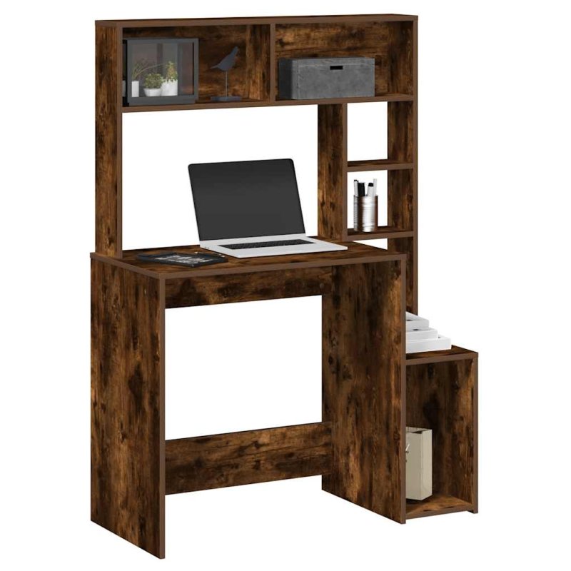 Escritorio de estantes contrachapada roble ahumado 100x45x140cm VX-860440