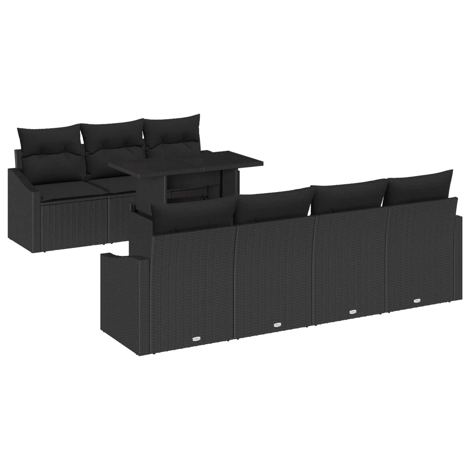 vidaXL Conjunto de Sofá de Jardín de 8 Piezas con Cojines de Ratán Negro