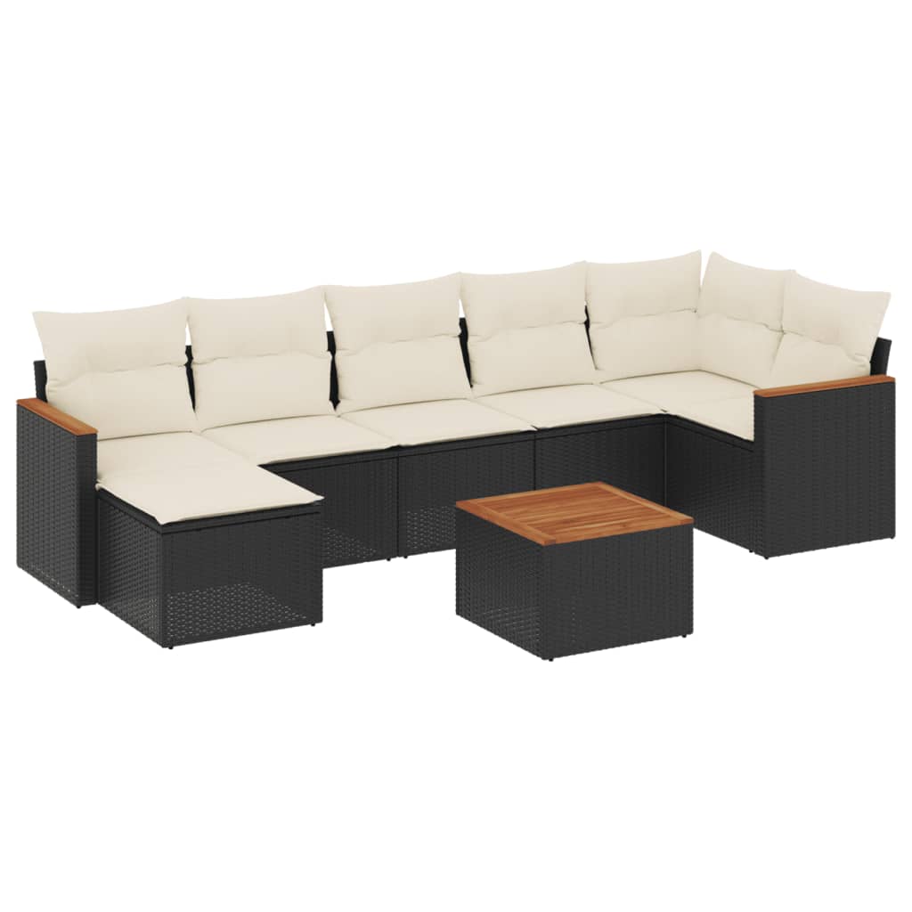 vidaXL Set de sofás de jardín 8 piezas y cojines ratán sintético negro 8721102462924