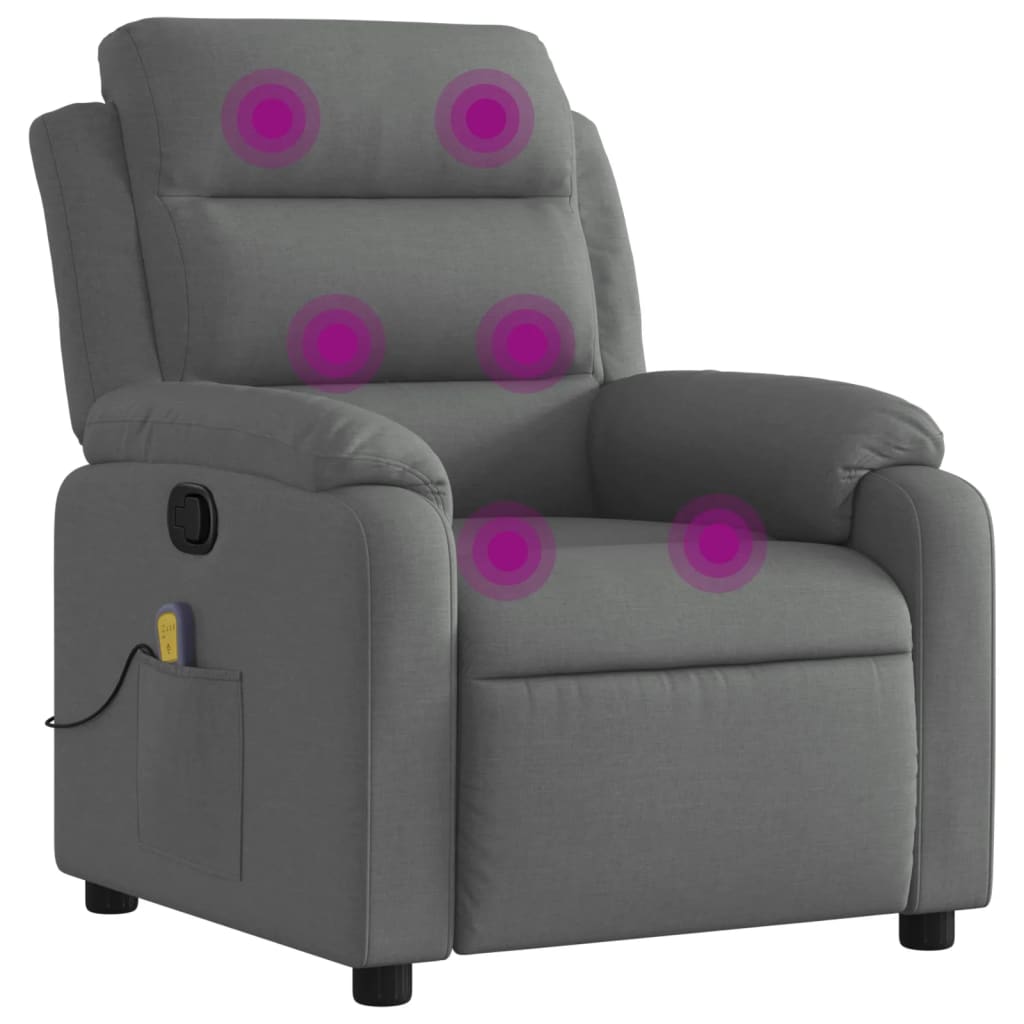 vidaXL Sillón de masaje reclinable de tela gris oscuro 8721012202283
