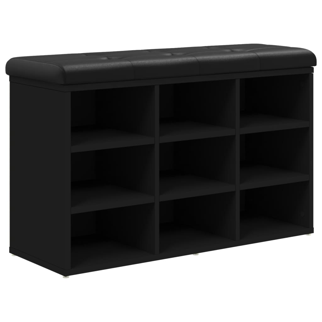 vidaXL Banco zapatero madera de ingeniería negro 82x32x50 cm