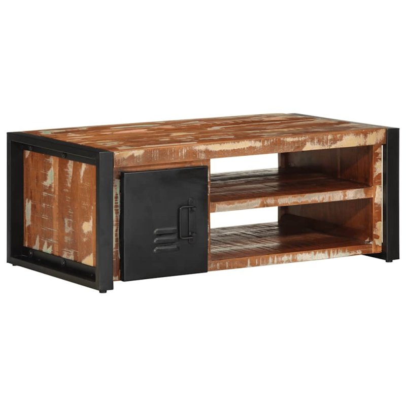 Mesa de centro multicolor 90x50x36 cm madera maciza reciclada VX-4013554