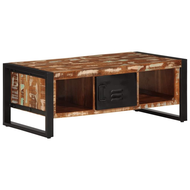 Mesa de centro multicolor 90x50x36 cm madera maciza reciclada VX-4013556