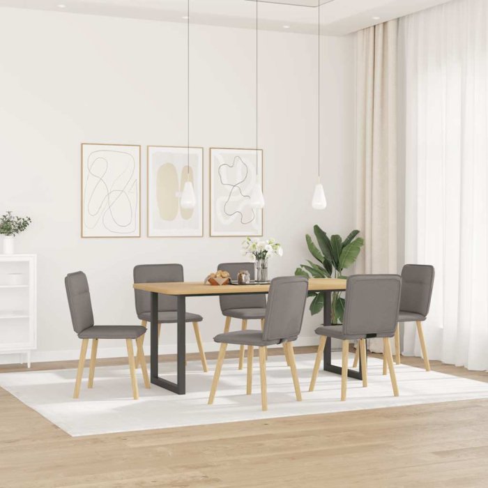 Sillas de comedor 6 unidades de tela gris taupe VX-3315596