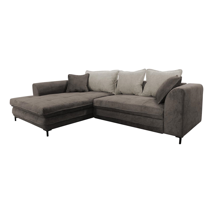 Sofá rinconero en forma de L tapizado y plegable LAGOA izquierda taupe/gris